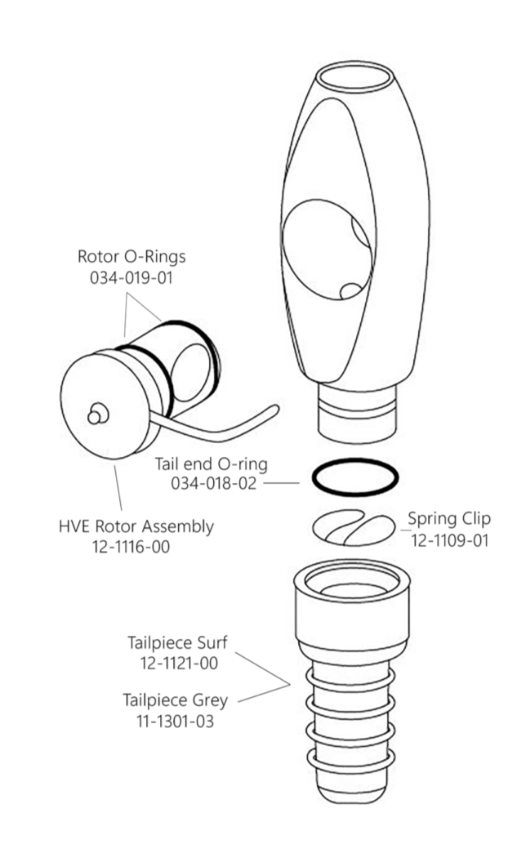 A-dec HVE Tail end O-ring, Pkt 10 - 034-018-02