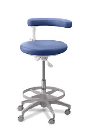 A-dec 422 Assistant's Stool, White Base, with Seat & Torsoband Upholstery (colour options available) - 422/UPH