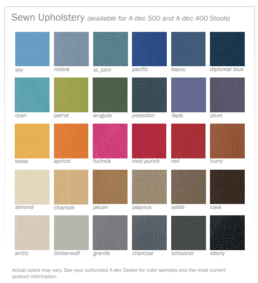 Equipment Special 15% Off RRP - A-dec 521 Doctor's Stool. White, with Seat & Backrest Upholstery (height & colour options available) - 521/UPH