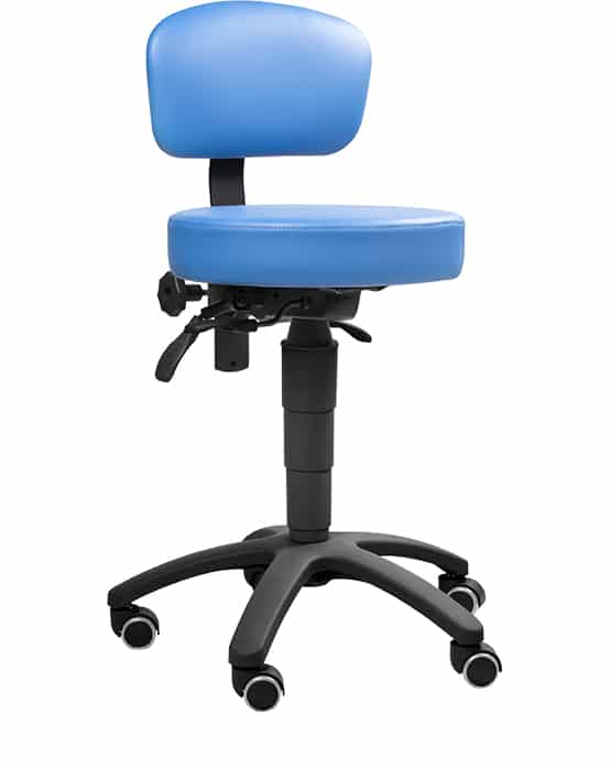 Doctors Dental Stool with black frame & backrest, Standard Vinyl Upholstery Colours - FS20-NOS-BK