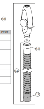 A-dec 300/400/500 HVE ASSY 11 ON 15MM, 63" GRAY3 11MM HVE, & REDUCER & 15MM TUBING COMPLETE (10) - 11-1305-01