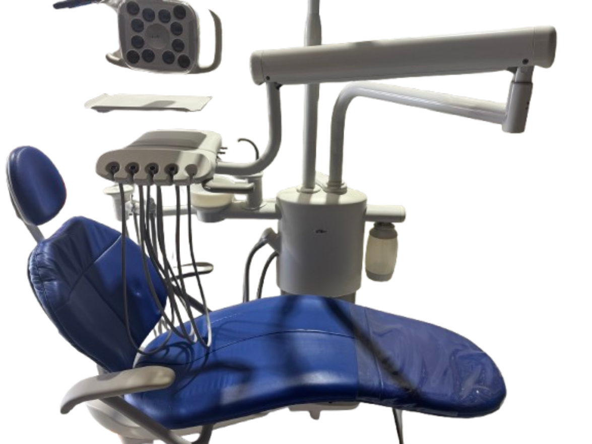 A-dec 311A Refurbished Base Chair Package with Spittoon and Halogen Overhead Light - 2015 model clearance