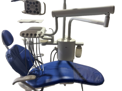 A-dec 311A Refurbished Base Chair Package with Spittoon and Halogen Overhead Light - 2015 model clearance