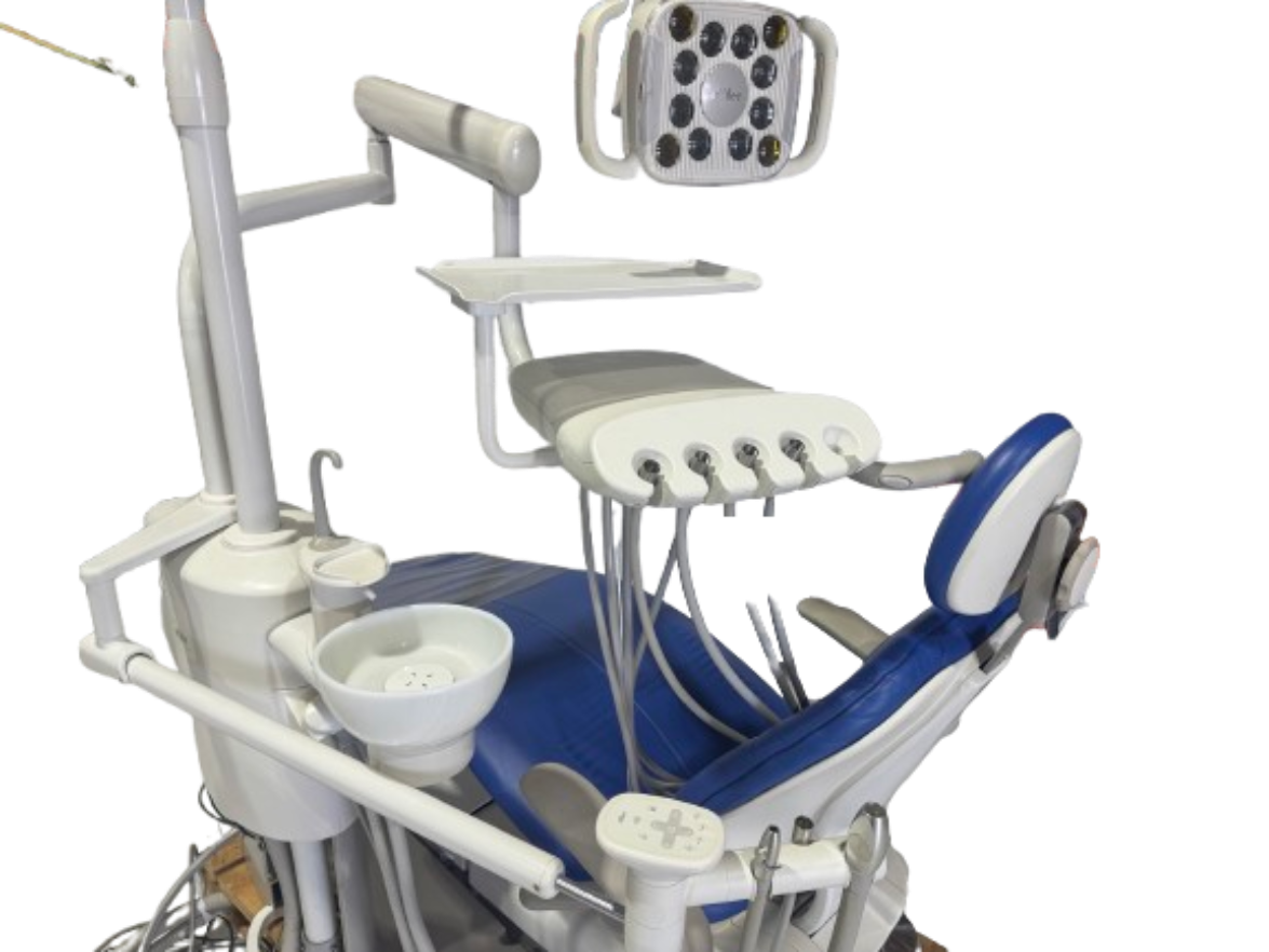 A-dec 311A Refurbished Base Chair Package with Spittoon and Halogen Overhead Light - 2015 model clearance