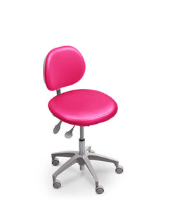 A-dec 421 Doctor's Stool. White Base, with Seat & Backrest Upholstery (colour options available) - 421/UPH