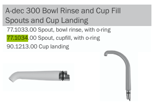 A-dec 300 Cupfill Spout with o-ring - 77-1034-00