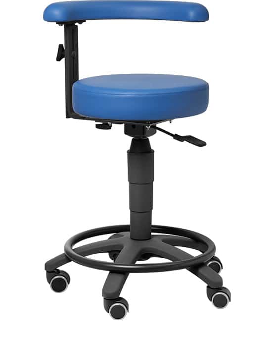 Assistant Dental Stool with black frame, torsoband & foot ring, Standard Vinyl Upholstery Colours - FS60-AOS-BK