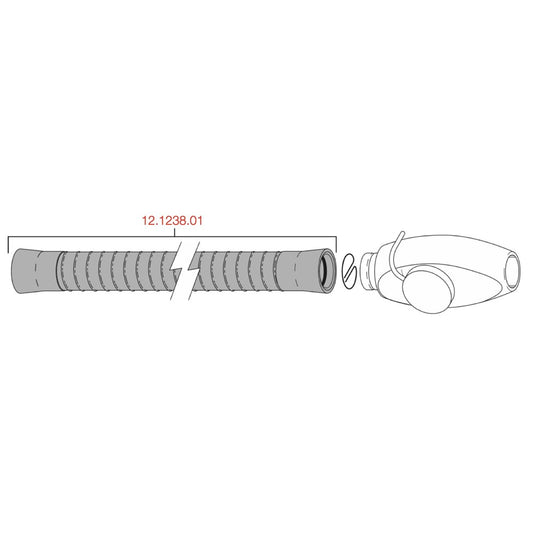 A-dec 300/400/500 HVE Tubing 15mm w/Tailpieces, Suction, Grey, Ribbed, 1.6m (62") - 12-1238-01