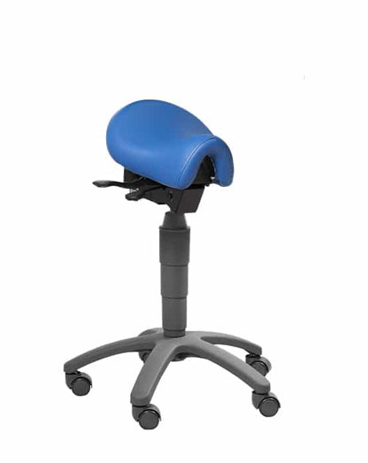 Saddle Dental Stool with grey frame, Black Vinyl Upholstery - FS101-NOS-GY