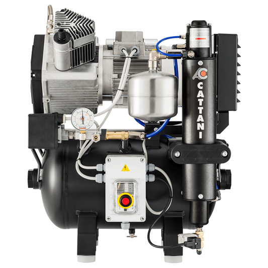 Xmas Special - 15% Discount - Cattani AC200E 2 Cylinder Oil-free Dental Compressor with Pre Filter - CAT-KAC200E (013208E) - stocked item for immediate delivery*