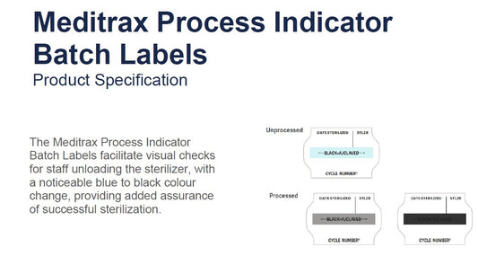 Getinge Meditrax process Indicator Batch Labels, 32X19 Blue To Black Colour Change, 5 Rolls per Box, 700 Labels per Roll – GET-6006301215