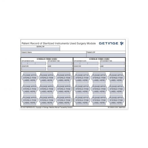 Getinge Meditrax Patient Record Sheet Pad (10 Pads/Packet) – GET- SBM/PR/201