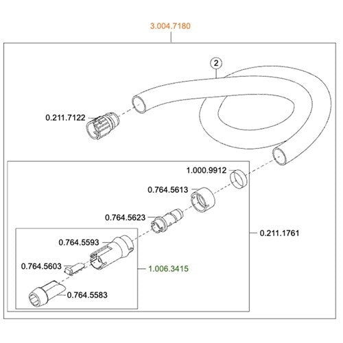 Kavo Spray Mist Large Suction Hose Assembly - KV-3.004.7180