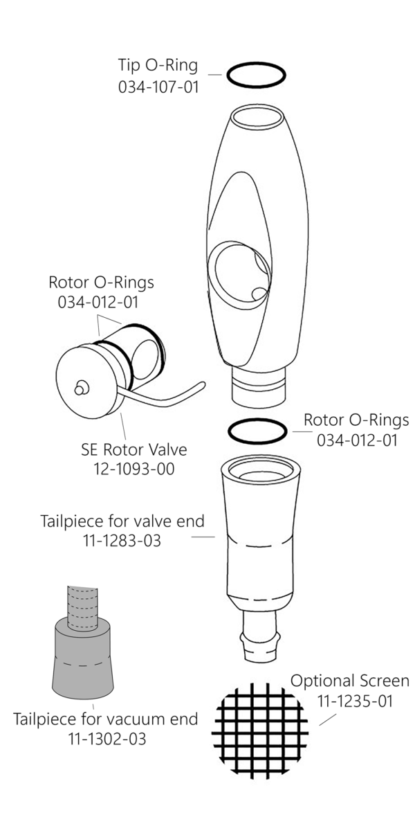 A-dec Saliva Ejector (SE) Cannula Valve Tip O-Rings, E.206 ID X 103W, Pkt 10 - 034-107-01