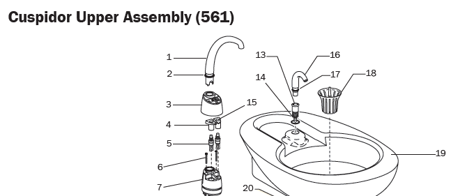 A-dec 400/500 Cupfill Spout - 77-0043-04