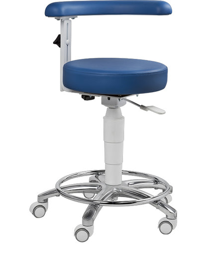 Assistant Dental Stool with white frame, torsoband & foot ring, Standard Vinyl Upholstery Colours - FS60-AOS-WH