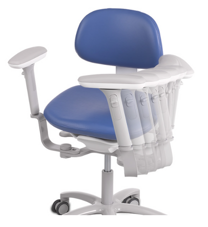 A-dec 521 Doctor's Stool. White, with Seat & Backrest Upholstery (height & colour options available) - 521/UPH