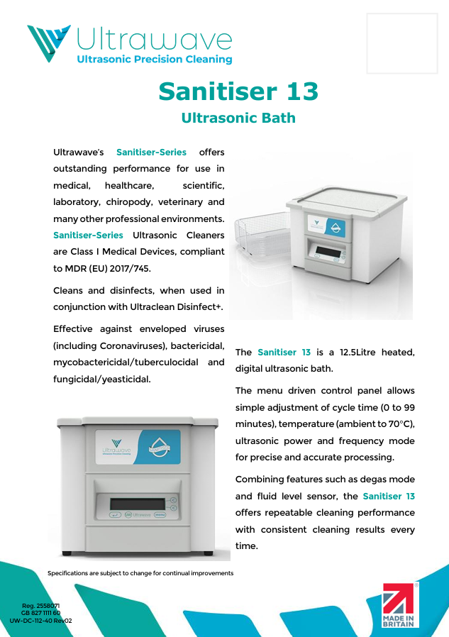 Equipment Special 15% Off RRP - Ultrawave Sanitiser Ultrasonic Cleaner (Options 5L, 9L & 13L), 3 Year Warranty