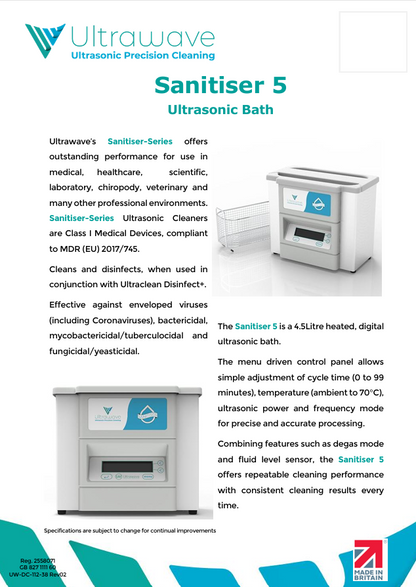 Equipment Special 15% Off RRP - Ultrawave Sanitiser Ultrasonic Cleaner (Options 5L, 9L & 13L), 3 Year Warranty